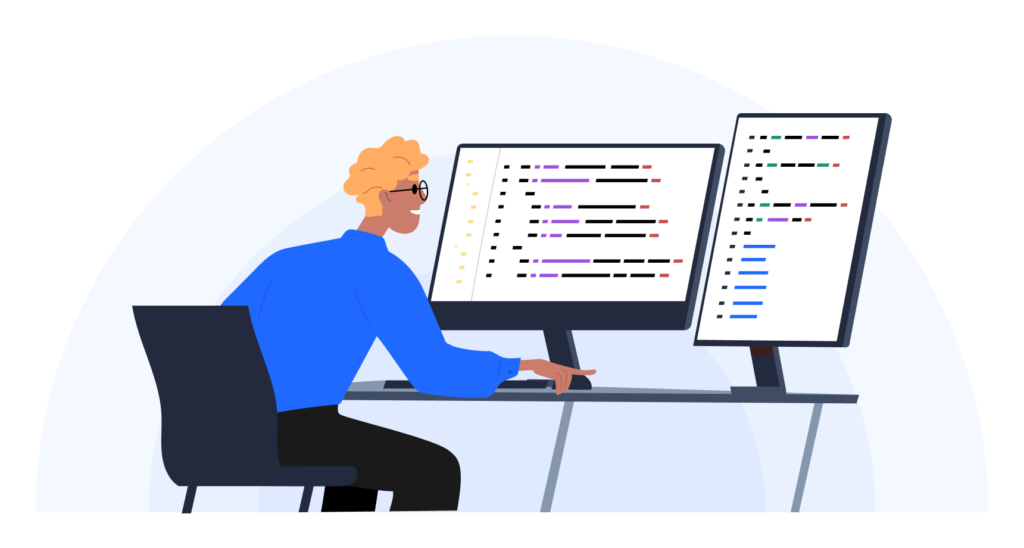 "A Python programmer busy at work in their IDE."