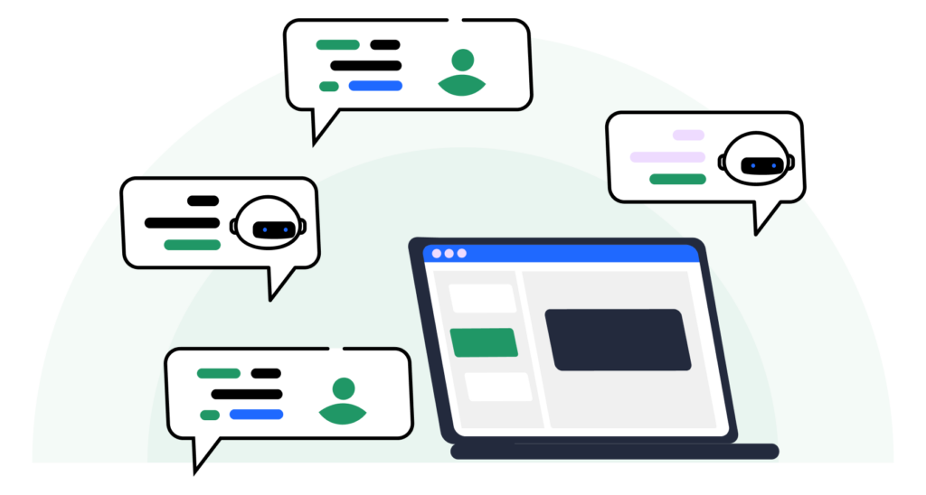 Illustration of an AI coding assistant aiding in software development