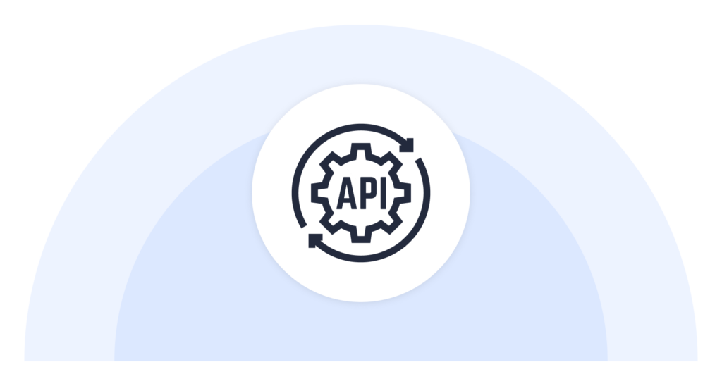 API symbol inside a cog, representing the integration of ChatGPT with APIs.