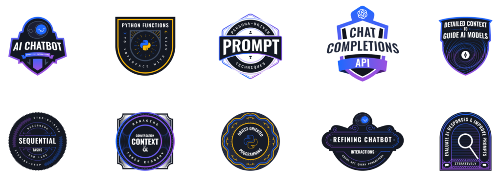 Image depicting badges for the 10 Prompt Engineering Skills You Need to Work with AI