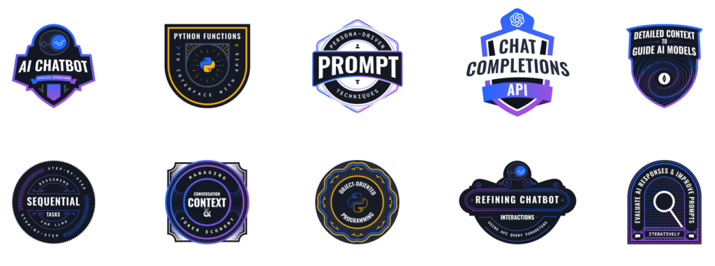 Image depicting badges for the 10 Prompt Engineering Skills You Need to Work with AI in 2024