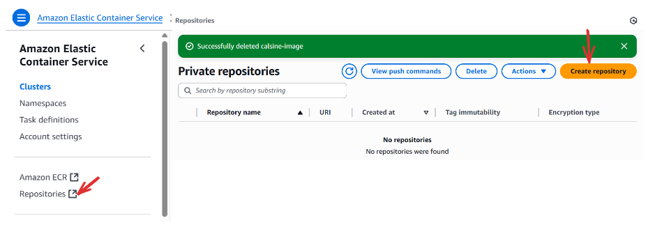 Create a Repository in Amazon