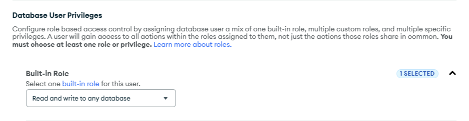 Set up the database user and network access (1)