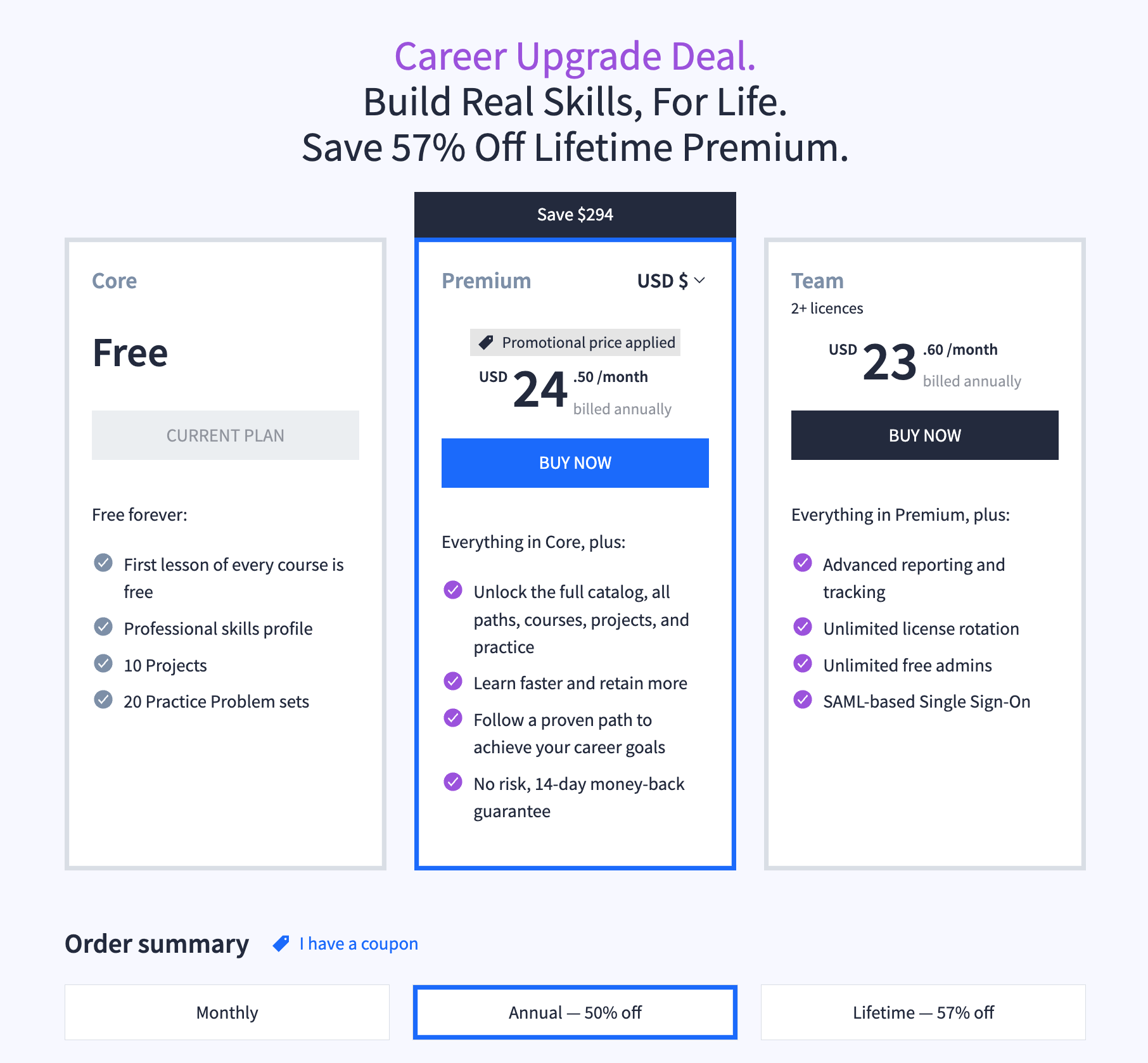Dataquest Pricing Structure