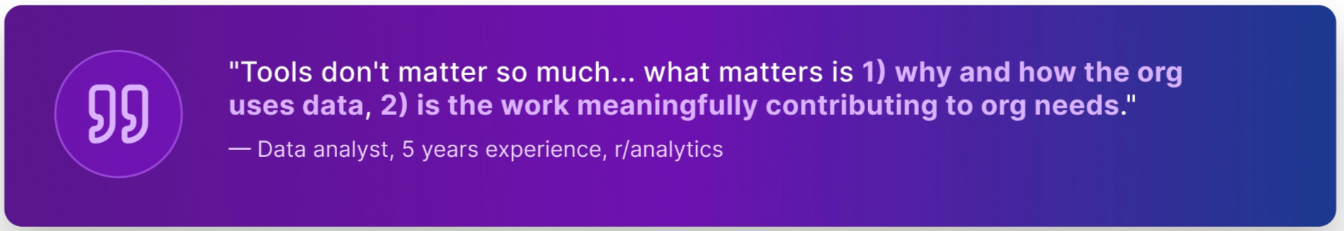 Reddit User Comment on Data Analysis Tools