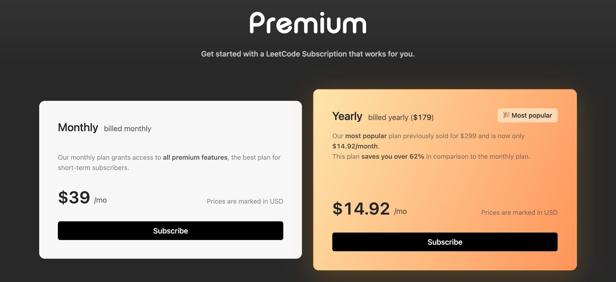 LeetCode Pricing