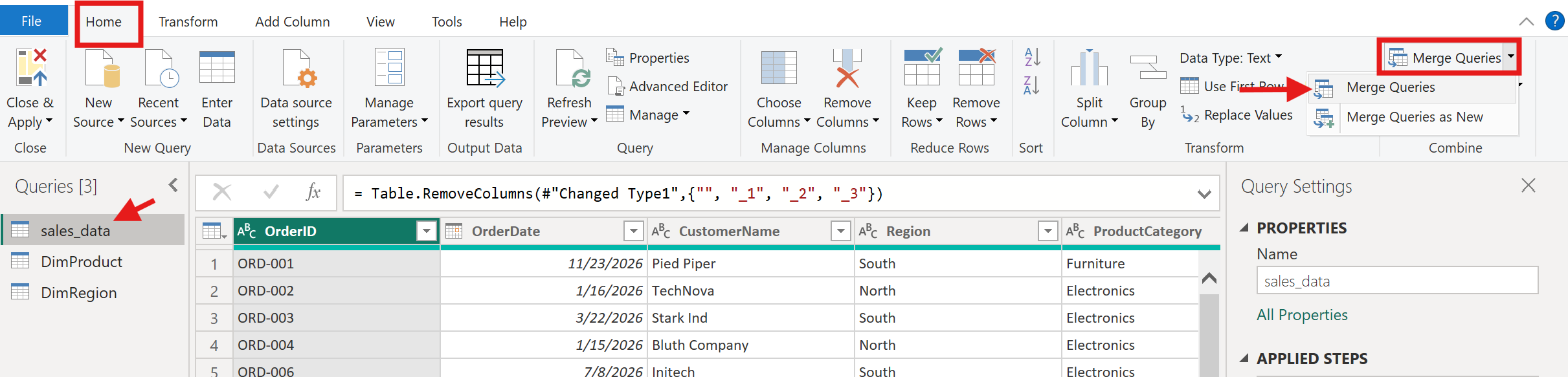 Power BI Merge Queries