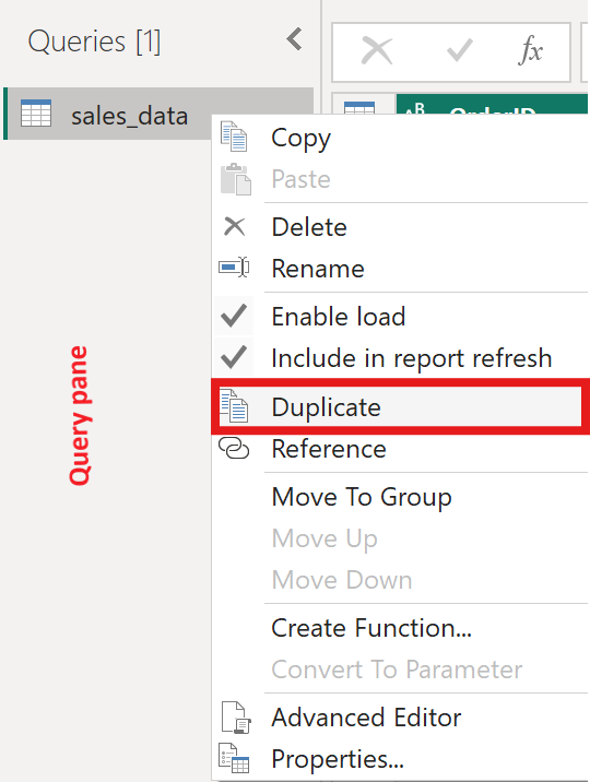 Power BI Query Pane