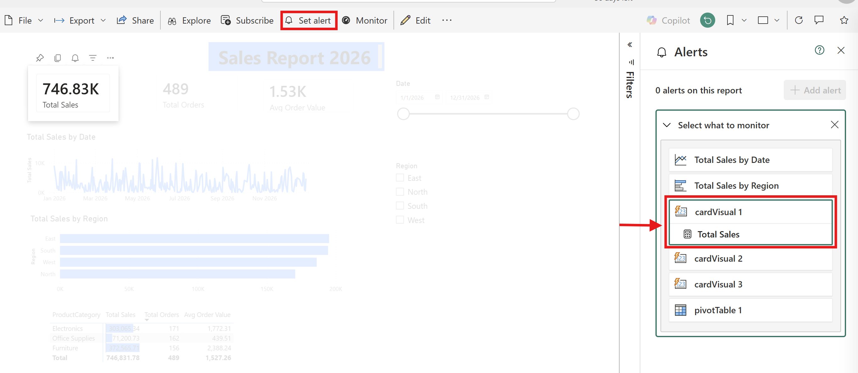 Power BI Setting Alerts
