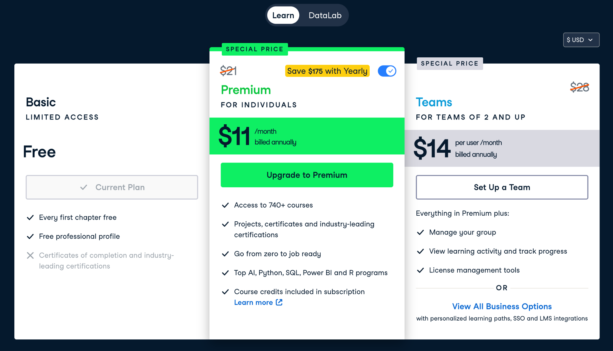 DataCamp's Pricing