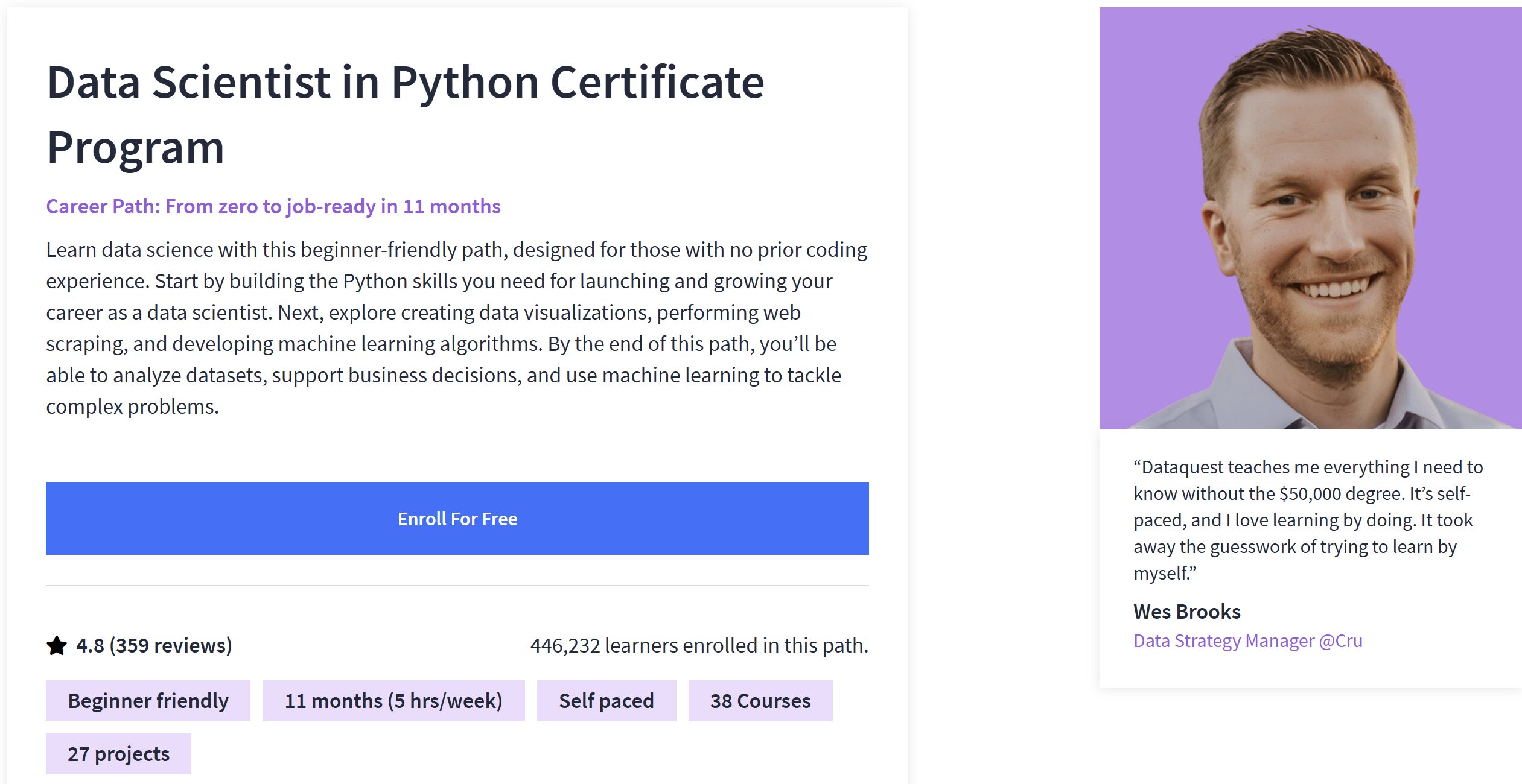 Dataquest Data Scientist in Python Screen